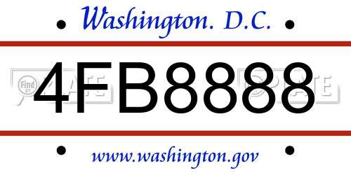 4FB8888 District Of Columbia License Plate