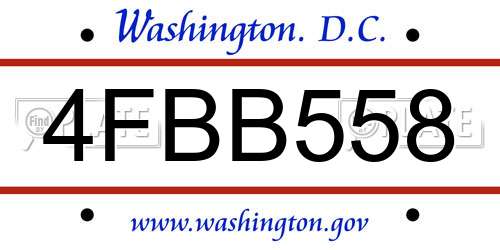 4FBB558 District Of Columbia License Plate