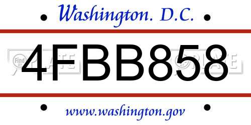 4FBB858 District Of Columbia License Plate