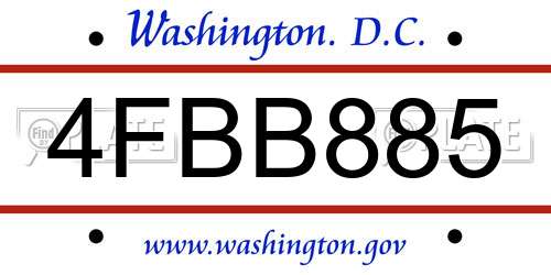4FBB885 District Of Columbia License Plate