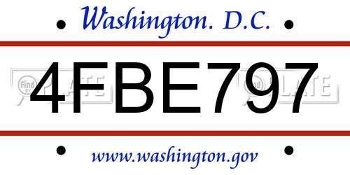 4FBE797 District Of Columbia License Plate