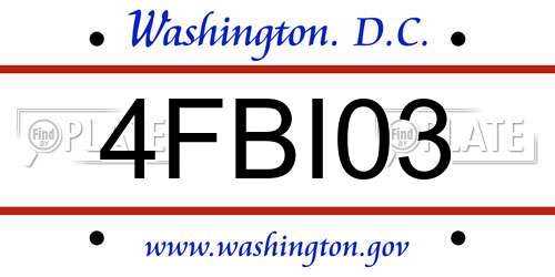 4FBI03 District Of Columbia License Plate