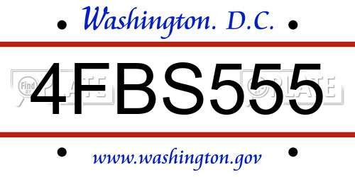4FBS555 District Of Columbia License Plate