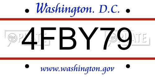 4FBY79 District Of Columbia License Plate