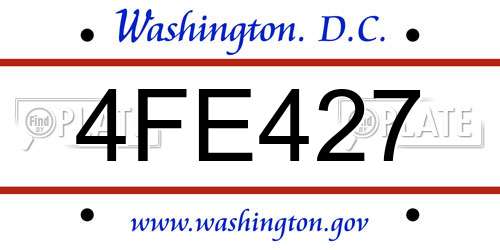 4FE427 District Of Columbia License Plate