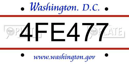 4FE477 District Of Columbia License Plate