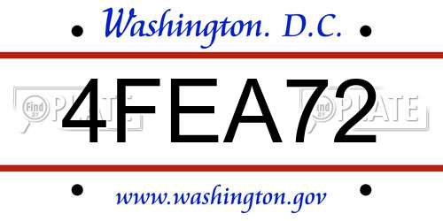 4FEA72 District Of Columbia License Plate