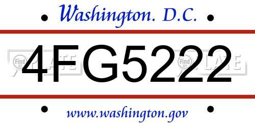 4FG5222 District Of Columbia License Plate