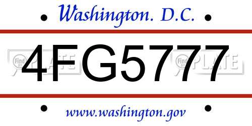 4FG5777 District Of Columbia License Plate