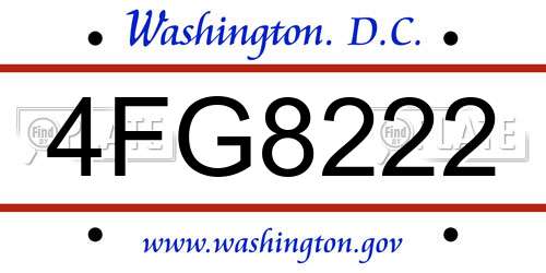 4FG8222 District Of Columbia License Plate
