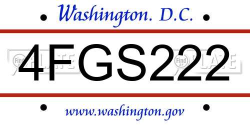 4FGS222 District Of Columbia License Plate