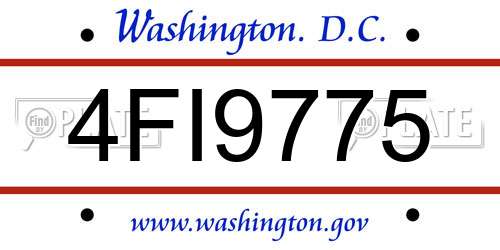 4FI9775 District Of Columbia License Plate