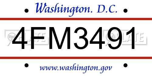 4FM3491 District Of Columbia License Plate