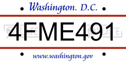 4FME491 District Of Columbia License Plate