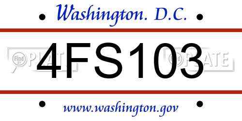 4FS103 District Of Columbia License Plate