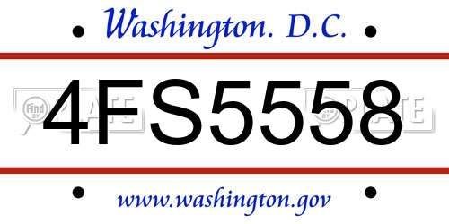 4FS5558 District Of Columbia License Plate