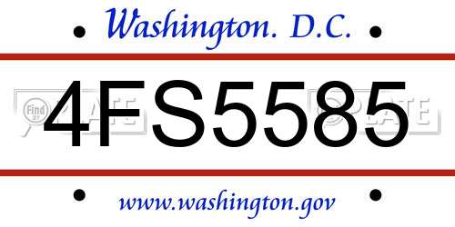 4FS5585 District Of Columbia License Plate