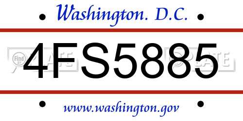 4FS5885 District Of Columbia License Plate