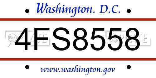 4FS8558 District Of Columbia License Plate
