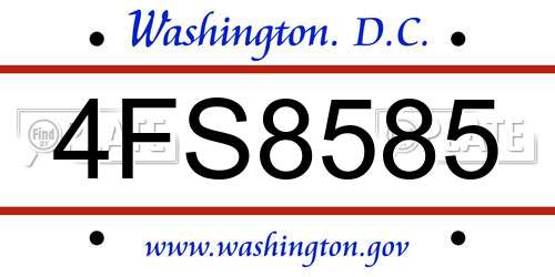 4FS8585 District Of Columbia License Plate