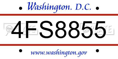 4FS8855 District Of Columbia License Plate