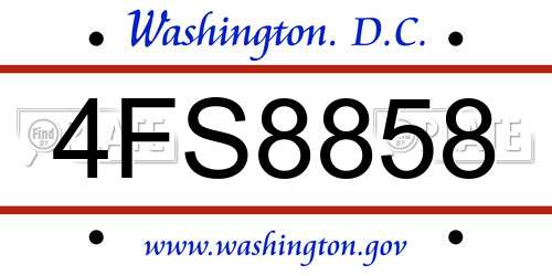 4FS8858 District Of Columbia License Plate