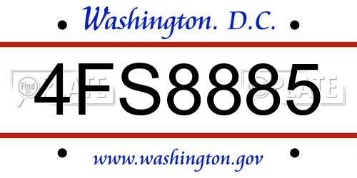 4FS8885 District Of Columbia License Plate