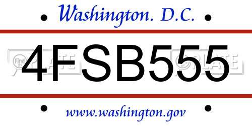 4FSB555 District Of Columbia License Plate