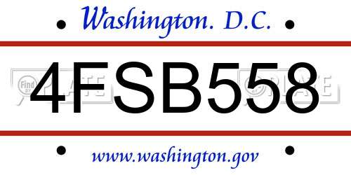 4FSB558 District Of Columbia License Plate
