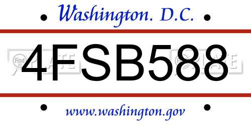 4FSB588 District Of Columbia License Plate
