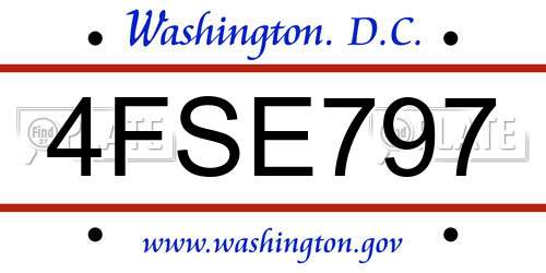 4FSE797 District Of Columbia License Plate
