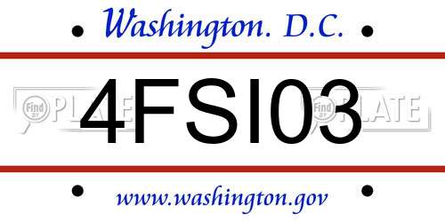 4FSI03 District Of Columbia License Plate
