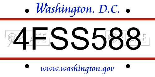 4FSS588 District Of Columbia License Plate
