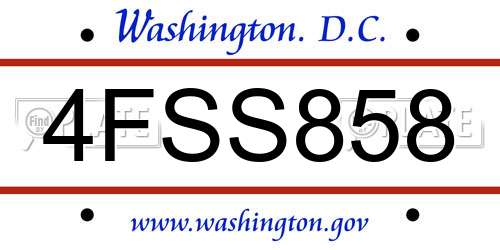 4FSS858 District Of Columbia License Plate