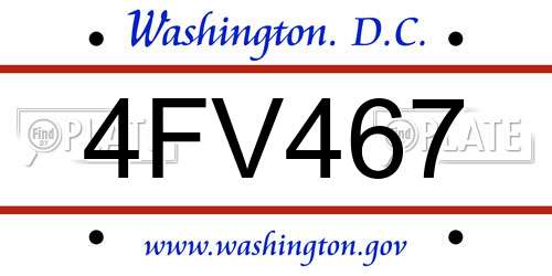 4FV467 District Of Columbia License Plate