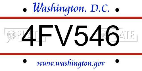 4FV546 District Of Columbia License Plate