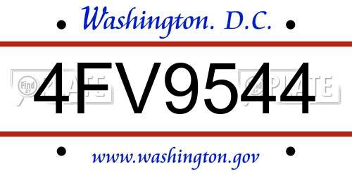4FV9544 District Of Columbia License Plate