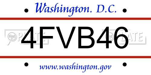 4FVB46 District Of Columbia License Plate
