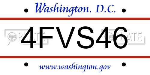 4FVS46 District Of Columbia License Plate