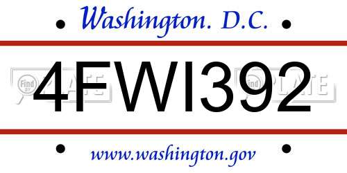 4FWI392 District Of Columbia License Plate