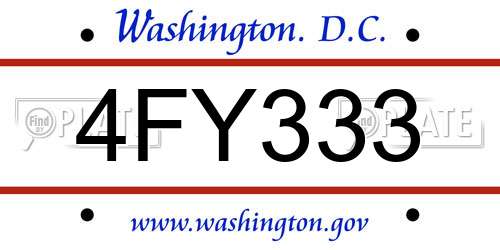 4FY333 District Of Columbia License Plate