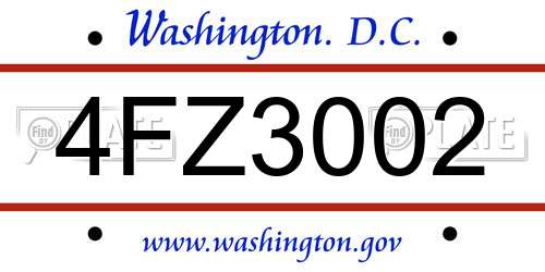 4FZ3002 District Of Columbia License Plate