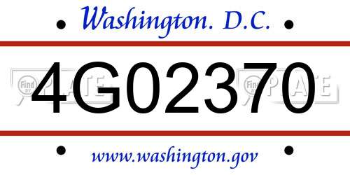 4G02370 District Of Columbia License Plate