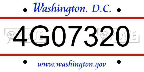 4G07320 District Of Columbia License Plate