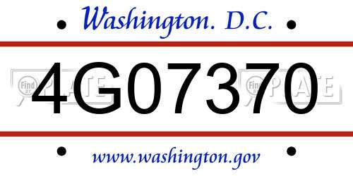 4G07370 District Of Columbia License Plate
