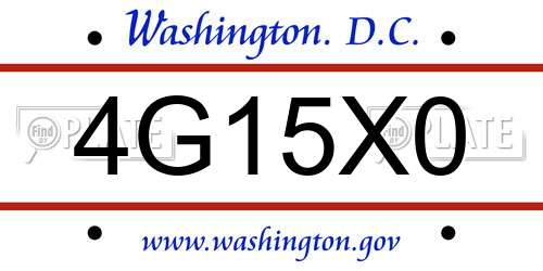 4G15X0 District Of Columbia License Plate