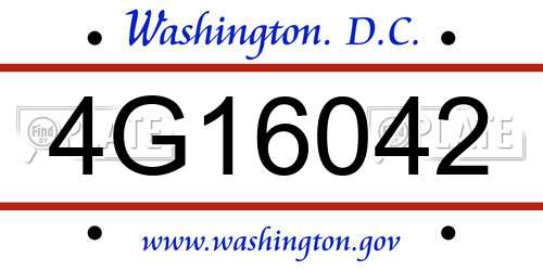 4G16042 District Of Columbia License Plate
