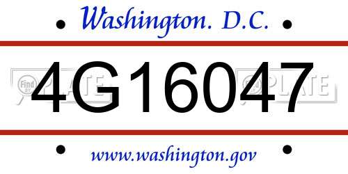 4G16047 District Of Columbia License Plate
