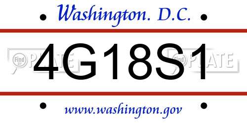 4G18S1 District Of Columbia License Plate
