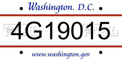 4G19015 District Of Columbia License Plate